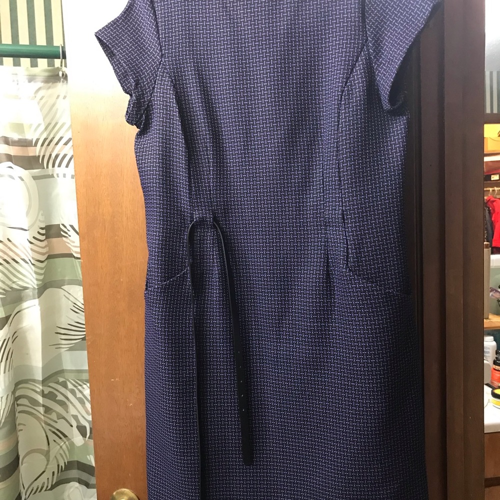 Purple and black checkered belted dress